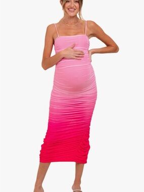 privy Maternity Pink Ombre Ruched Dress